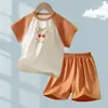 Yishimei Verano Nuevo Unisex Infantil Clase A Sin Costuras Tencel Lyocell Manga Corta Conjunto de Ropa de Casa para Niños
