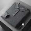 Camisa de lana con solapa de moda para hombre 2024 Otoño e Invierno Nueva de cuello polo holgada de color liso suéter versátil de lana