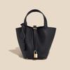 Bolso Personalizado Verano Mujer 2024 Cuero Vacuno Primera Capa Bolso Cesta de Verduras Clásico Versátil Estilo Caliente Bandolera de Cuero Genuino Bolso Bucket