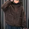 Nueva Chaqueta de Algodón con Capucha Estampado a Cuadros Engrosada de Terciopelo para Invierno 2025 Informal Versátil Estilo Occidental Chaqueta Rejuvenecedora para Mujer