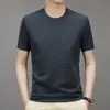 Camiseta de Seda Hielo Estilo TikTok para Hombre, Camiseta Fina de Manga Corta, Tejido de Burbujas Transpirable, Jacquard con Relieve, Cuello Redondo, Top de Verano