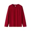 Camiseta de Manga Larga Raglán de Algodón Puro Pesado 220g para Mujer, Estilo Nuevo Otoño e Invierno, Color Sólido Holgado, Cuello Redondo, Camiseta Básica, Top de Pareja