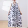 Novo Vestido de Algodão e Seda de Verão para Mulheres, Solto e Justo, para Mães de Meia-Idade e Idosas, Saia de Grande Balanço, Elegante Saia Longa, Saia de Praia