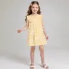 Vestido para Meninas 2026 Verão Novo Sem Mangas Toque de Luxo Roupa Infantil Vestido Princesa com Flor 3D Vestido para Menina Grande