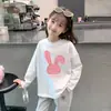 Camiseta Básica Estilosa de Desenho Animado para Outono e Primavera para Crianças Maiores e Bebês, 100% Algodão, Camiseta de Manga Longa da Moda para Meninas
