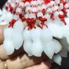 Pingente Duozi Duofu Amendoim Verde Corda Vermelha Novo Amendoim Bom Amendoim Jade Ponto Turístico Feminino Drenagem ao Vivo Ornamentos