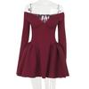 Jy24543 Outono 2026 Novo Estilo Elegante e Gracioso Vestido Chanel-Style Slim-Fit com Cintura Marcada Linha A Mangas Longas