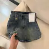 Falda de Mezclilla Elástica Talla Grande para Mujer Verano Chica Gordita Estilo Americano Retro Cintura Alta Adelgazante Cadera Falda Corta de Corte A