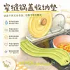 Tapete de silicona para tapa de olla de encimera, tapete multifuncional de almacenamiento para tapas de ollas en huecos estrechos para estufas de cocina, tapete antideslizante con drenaje sin perforaciones