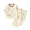 Conjunto de Ropa Interior Térmica de Otoño e Invierno para Bebés, Niños y Niñas, Capa Base de Algodón Lycra de una Sola Capa, Ropa para Estar en Casa, Pijama