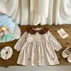 Vestido de Manga Larga de Primavera para Bebés Niñas, Hermoso Vestido Floral con Cuello de Muñeca para Niñas, Nueva Ropa Infantil Estilo Primavera