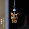 Colar Pingente Esculpido em Madeira de Sândalo Pingente de Bolsa Chaveiro de Carro Animal Fofo Corrente para Celular Acessórios DIY