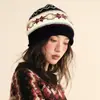 Gorrito de Punto Jacquard Holgado para Mujer, Nuevo para Otoño e Invierno, Venta al por Mayor, Hilo de Gorrito de Moda Versátil, Cálido y a Prueba de Frío