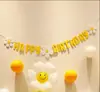 Letras de feltro coloridas de aniversário adereços de decoração de local de festa banner Guirlanda feliz aniversário bandeira de puxar decoração foto