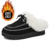 Botas de Nieve de Media Caña Gruesas y Peludas para Mujer 2026 Nuevo Estilo de Invierno, Zapatos de Algodón Grueso y Peluche, Botas de Algodón de Moda y Cálidas sin Cordones