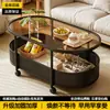 Mesa Lateral Oval Giratória na Cor Creme para Apartamentos Pequenos, Sala de Estar, Sofá Individual, Mesa de Centro Moderna, Armazenamento e Exibição de Lanches