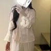 Pijama de Seda Helada para Mujer de Primavera y Otoño con Bordes Fruncidos, Estilo Satén de Lujo, Conjunto de Ropa de Casa de Seda Helada de Alta Gama