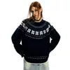 Suéter Versátil de Cuello Redondo Estilo Étnico Fair Isle para Hombre, Textura Retro Americana Otoño/Invierno, Jersey de Punto Versátil