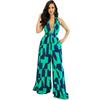10050 Amazon Europeo y Americano Rayas Escotado Temperamento Cintura Pierna Ancha Cuello Colgante Pantalones Traje de Una Pieza para Mujer Transfronterizo