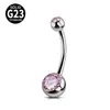 F136 Venta Caliente Transfronteriza Aleación de Titanio Anillo para Ombligo Bolsa de Doble Extremo Circonita 5A Joyería para Piercing de Aleación de Titanio G23 Clavo para Ombligo