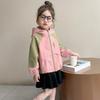 Gabardina de Bloques de Color para Niñas, Estilo Primavera y Otoño, Moda Coreana, Chaqueta Elegante para Niñas Pequeñas, Ropa de Primavera para Niños Pequeños
