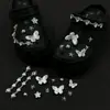 Nuevos Crocs Estilo Ballet Accesorios DIY Flores de Pedrería para Zapatos Flores de Papel de Aluminio Plateado Patrones Estrellados Accesorios Desmontables para Zapatos