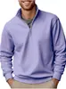 Blusas Masculinas Transfronteiriças Outono e Inverno Moda Casual Moletons Cor Sólida Versátil Gola Alta Tops com Zíper