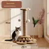 Rascador Alto de Sisal para Gatos con Plato Giratorio de Bola de Madera, Rascador para Gatos Resistente al Desgaste y que No Suelta Pelo, Juguete Multifuncional de Autoentretenimiento para Gatos