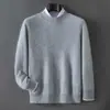Suéter de caxemira 100% para outono e inverno para homens, gola alta discreta, cor sólida, casual de negócios, suéter de malha base de manga comprida