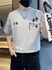 Camiseta de manga corta de algodón puro de peso pesado para hombre, nueva de verano, talla grande para hombre, top americano holgado, ropa para jóvenes y chicos