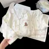 Pijama de Dibujos Animados Lindo para Niños Primavera y Otoño Manga Larga Pantalón Largo Algodón Delgado Set de Nube para Niñas Cuello Solapa Dibujos Animados Ropa de Casa