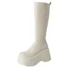 Botas Altas con Suela Gruesa para Mujer Chuyuji, Otoño/Invierno 2026, Plataforma Impermeable, Botas Elásticas para Personas Bajas, Botas de Jinete de Tubo Alto