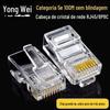 Conector de Cabo de Rede para Computador Yongwei RJ45/8P8C Categoria 5E/6 Cabeça de Cristal Não Blindada Cat5E/6
