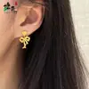 Pendientes de Corazón con Lazo Dorado Estilo Princesa Femenina Pendientes para Mujer Nuevo Chinoiserie Lujo Accesible Pendientes Dorados