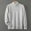 Suéter Grueso de Doble Capa 100% Lana Pura para Hombre, Temporada de Otoño e Invierno, Cuello Semi-Alto, Suéter Base de Punto Suave y Holgado