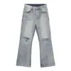 Jeans acampanados rasgados de mezclilla estilo retro americano nirben para hombre, corte holgado, pierna ancha, adelgazantes, pantalones largos casuales
