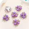 Liga de imitação acrílica joias DIY três pérolas coloridas flor coração placa de flor fivela acessórios de cabelo acessórios de strass material