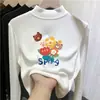 Nova estilo 2026 segunda pele infantil forrada com fleece, camiseta de manga comprida da moda para outono e inverno para meninas, top versátil de gola alta curta para bebês