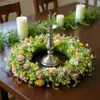 1 Pieza Corona de Flores Artificiales Rústica de Granja, Corona de Primavera Verano Colorida para Decoración de Puerta Principal, Corona Floral Realista para Pascua, Día de San Valentín, Boda, Fiesta, Jardín, Pared, Ventana
