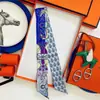 Lenço de Seda Pequeno em Sarja Hermes Versátil para Envolver Bolsas, Fita Longa Estreita de Seda para Amarrar Bolsas, Amarrar o Cabelo, Amarração, Gravata de Seda e Amarrar Alças
