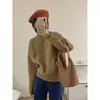 Suéter Grueso de Lana Pura para Mujer con Bloques de Color Retro y Tejido de Cable, Nuevo Estilo de Invierno, Jersey Holgado Casual