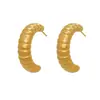 Moda Europea y Americana Pendientes de Aro de Moda en Forma de C Roscados Estilo de Lujo Ligero Simple Versátiles Pendientes de Acero Inoxidable para Mujeres