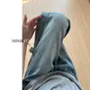 Jeans Cargo de Pierna Ancha de Color Claro para Mujer 2025 Otoño Nuevo Cintura Alta Efecto Adelgazante Delgados Sueltos Rectos Pantalones Scimitar