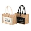 Bolsa de Serapilheira Bolsa de Mão Logo Personalizado Botão Retrô Bolsa de Juta Costura Tote Bolsa de Serapilheira Personalizada Atacado