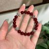 Pulseira Pérola Vinho Tinto Estilo Doce Cool Personalidade Feminina Design Versátil Senso de Design Pulseira Avançada com Contas Vermelhas e Cruz Atacado