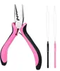 Alicate para Extensão de Peruca Conjunto Novo Alicate para Extensão de Peruca Conjunto de Cinco Peças Fivela de Silicone Crochê de Madeira Ferramentas para Peruca