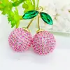 Llavero de Cereza Incrustado con Diamantes Transfronterizo Lindo Cerezo Artificial Colgante de Bolsa de Aleación Colgante para Llave de Coche de Ins