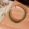 Pulseira de Contas de Jade Hetian, Estilo Retrô para Mulheres, Exquisita e Luxuosa, Pulseira de Contas Douradas de Jade Sintético Estilo Chinês, Acessório de Mão Suave e Versátil