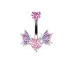 Gatte Europeo y Americano transfronterizo mariposa ombligo uña chica caliente ombligo traje perforación joyería sexy en forma de corazón invertido asiento anillo para el ombligo