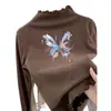 Camiseta de Manga Larga para Niñas Otoño/Invierno 2026 Nuevo Estilo Top Térmico de Polar Alemán para Niños Medianos y Mayores Estilo Coreano Elegante Top con Volantes Ropa Interior